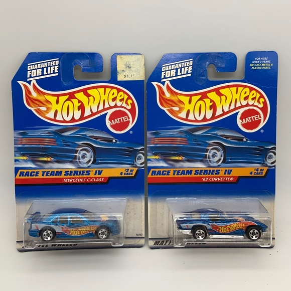 VTG Mattel Hot Wheels 1997 Race Team Series IV Mercedes Corvette Cars 2&4 SEALED - Picture 1 of 6